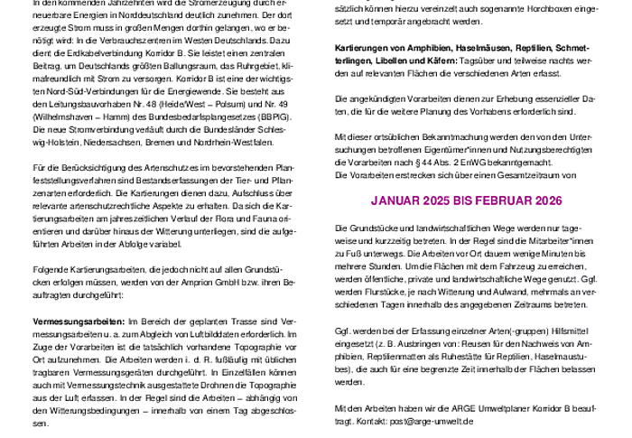 Nr. 400 Ortsübliche Bekanntmachung im Bereich der Gemeinde Nindorf Erdkabelverbindung Korridor B